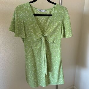 Green Floral Mini Dress from Zara